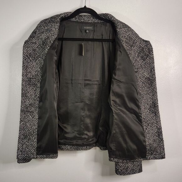 New! TALBOTS Wool Black Metallic 16 XL Women's Lightweight Button-Up Jacket Coat - Picture 6 of 8